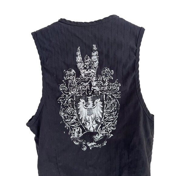 Motto DBA Clone Black Vest With Eagle Crest & Crown Design Women's Size L - Picture 4 of 5